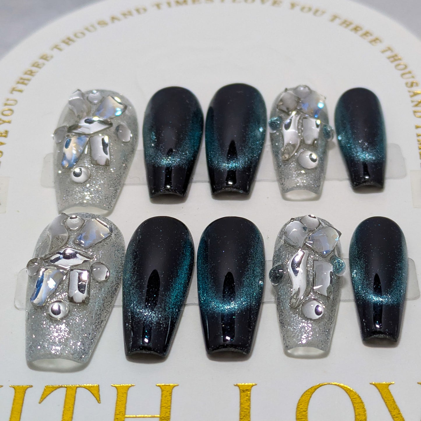Black Crystal Galaxy- Press on Nails