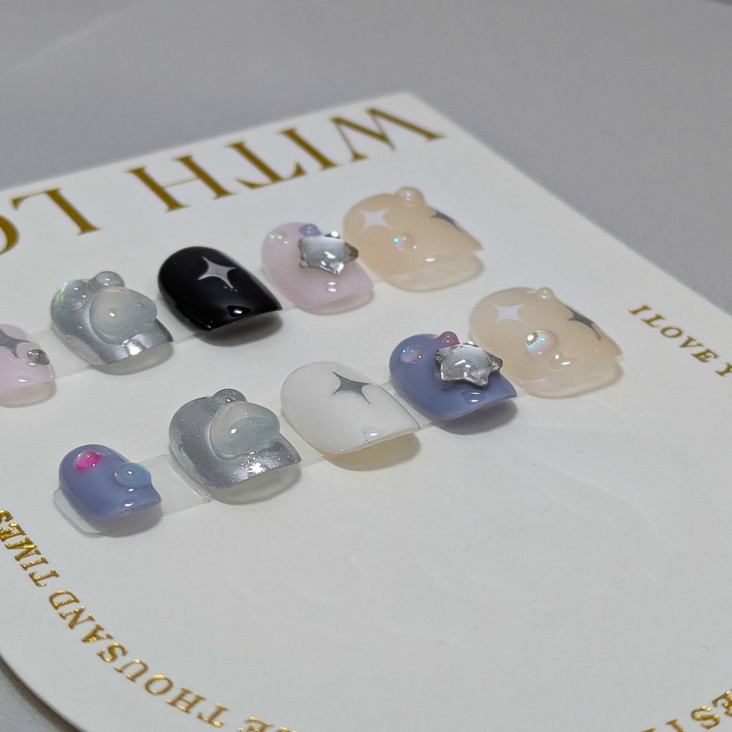 Cotton Candy stars - Press on Nails