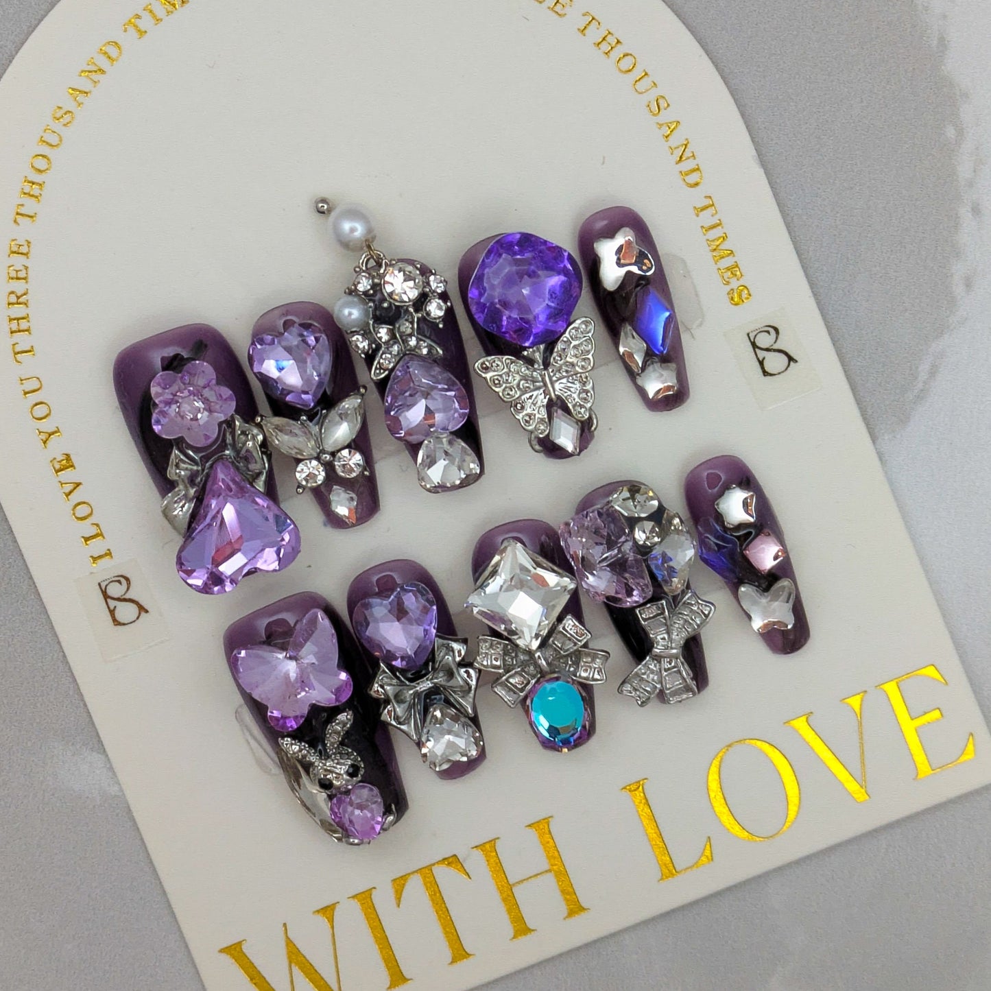 Purple Crystal Party - Press on Nails