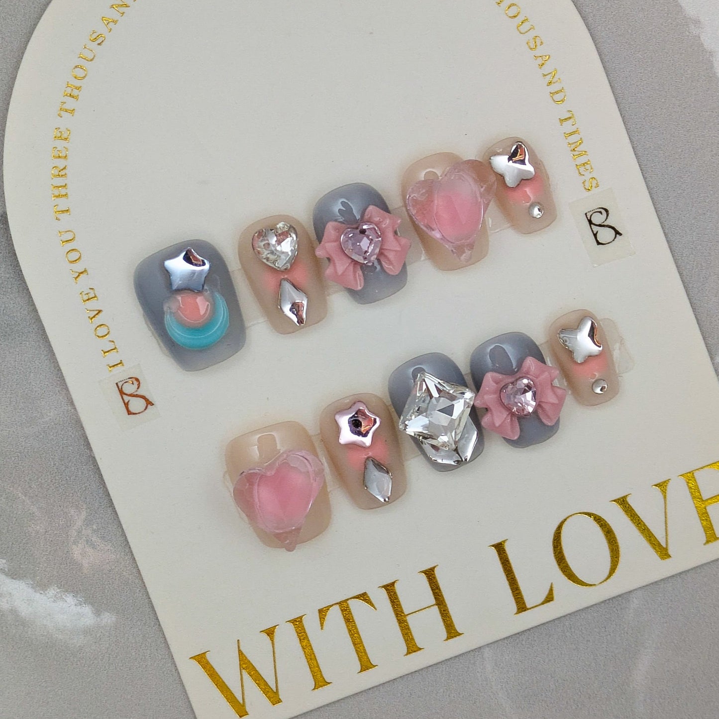 Pink Star Moon - Press on Nails