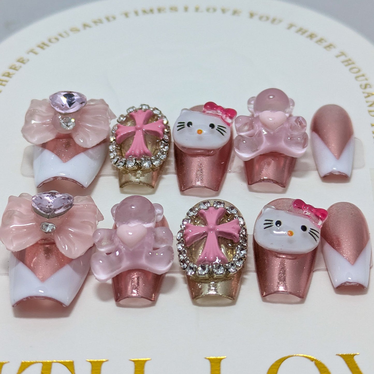 Pink Kitty- Press on Nails