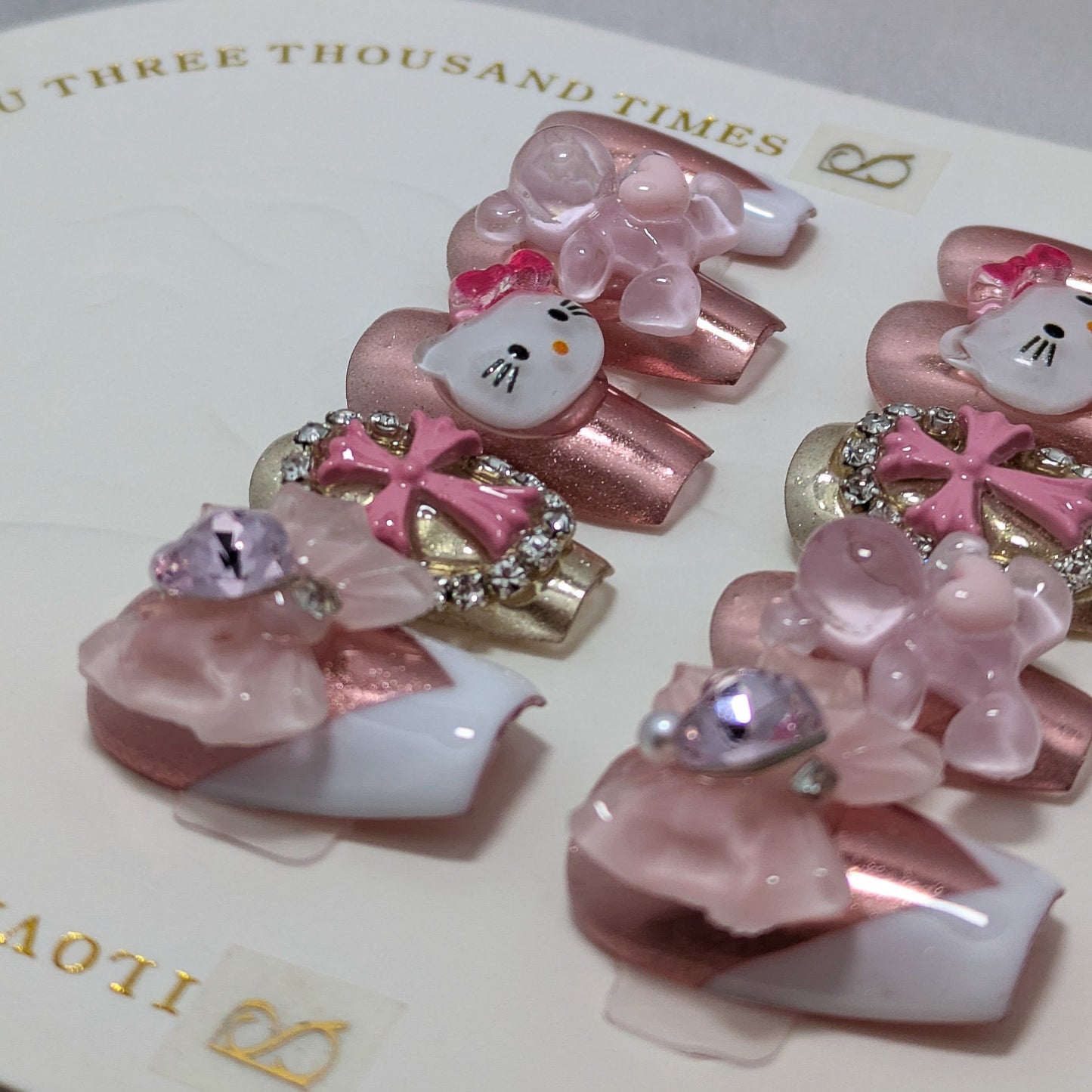 Pink Kitty- Press on Nails