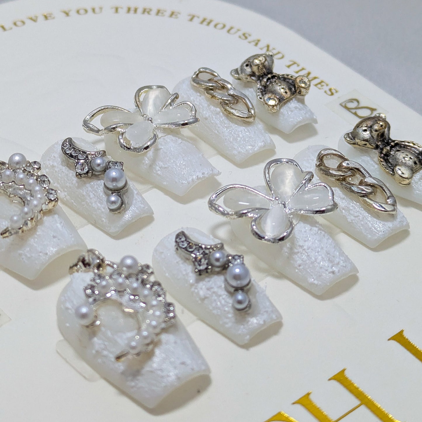 White Moon Butterfly - Press on Nails