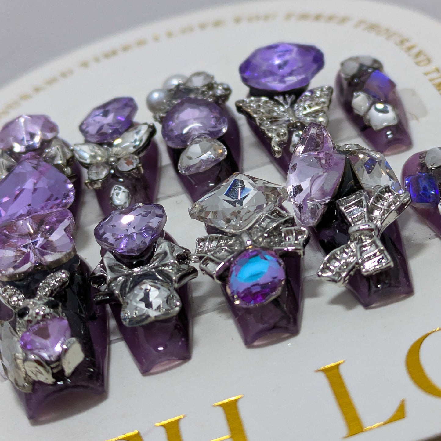 Purple Crystal Party - Press on Nails