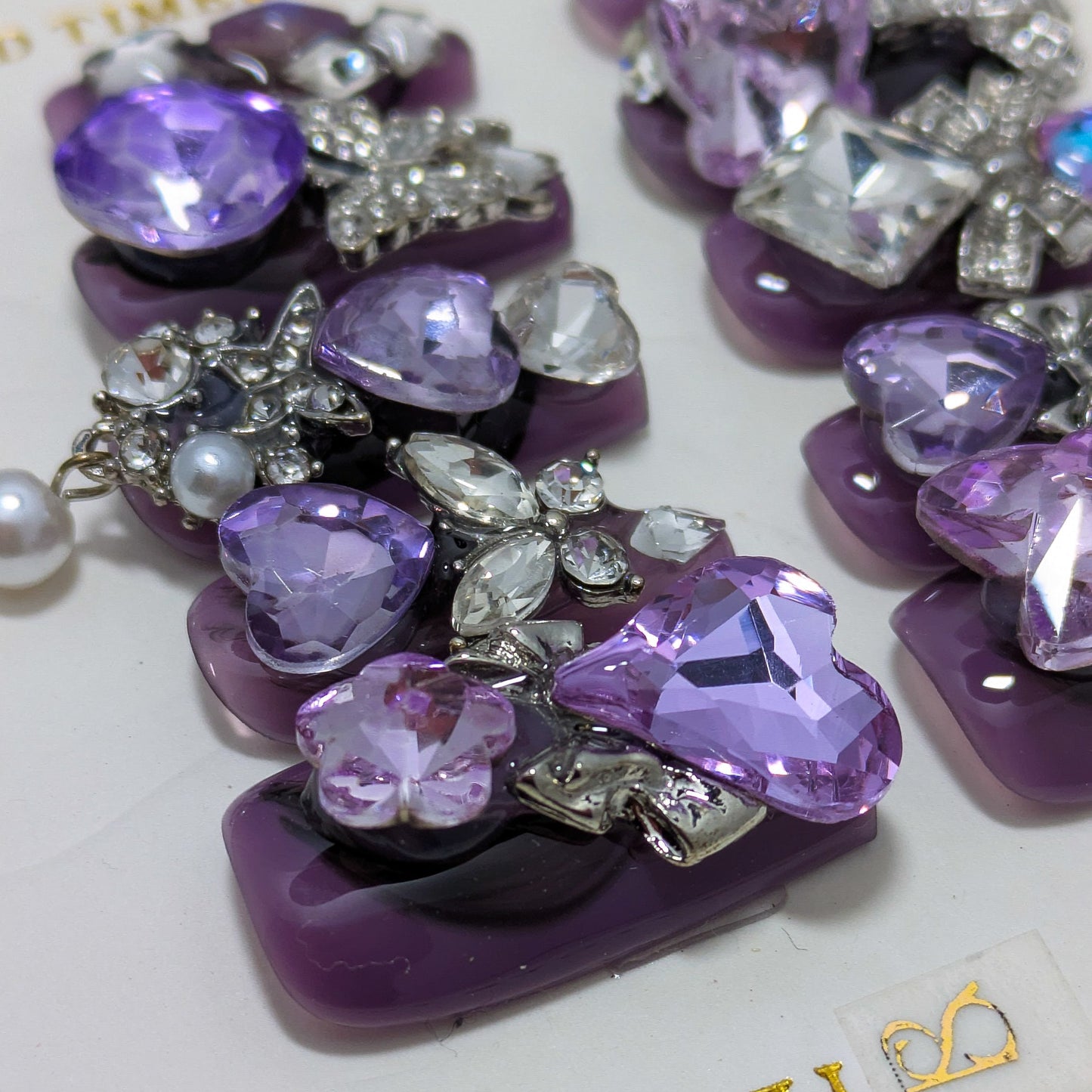 Purple Crystal Party - Press on Nails