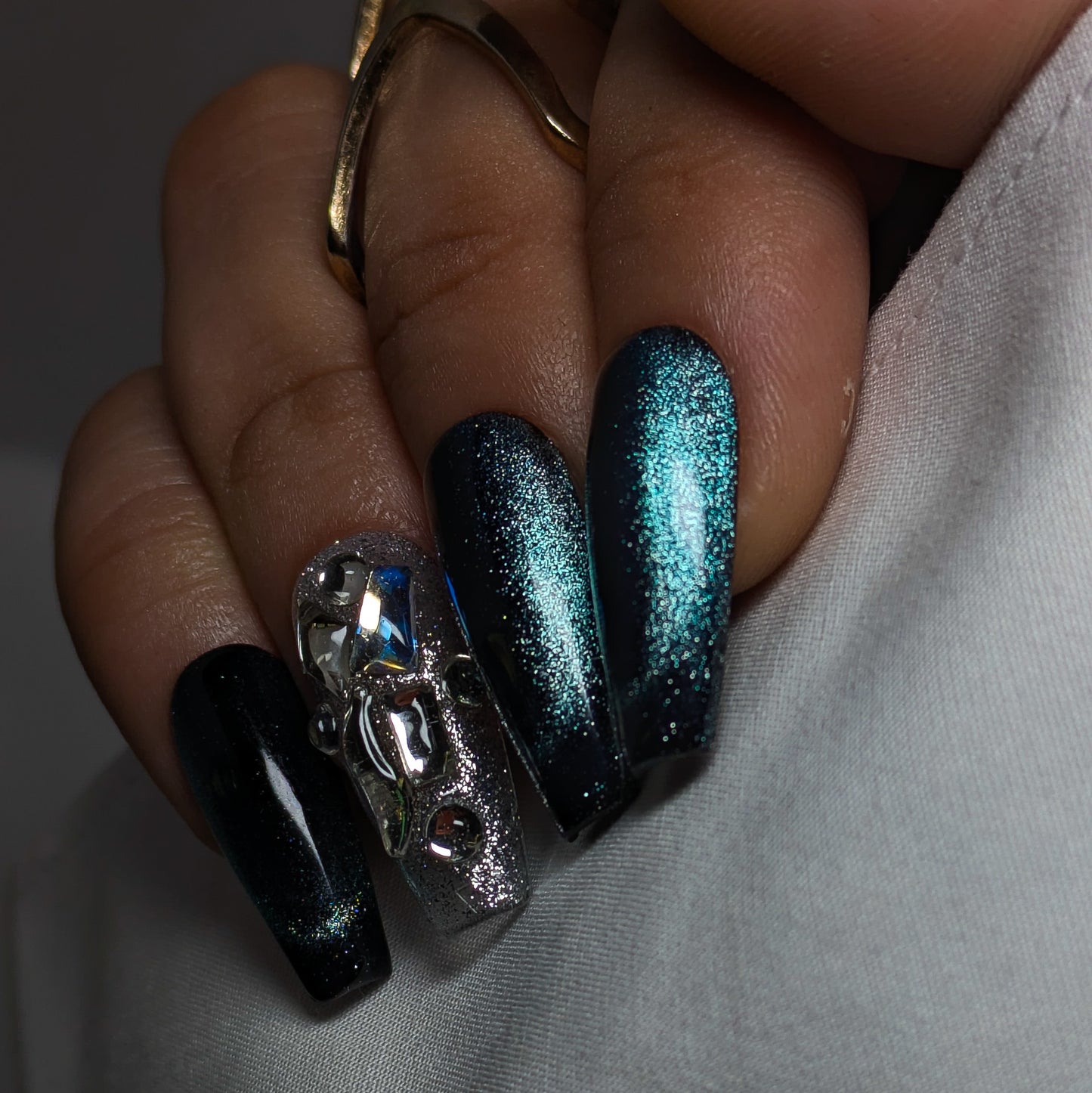 Black Crystal Galaxy- Press on Nails