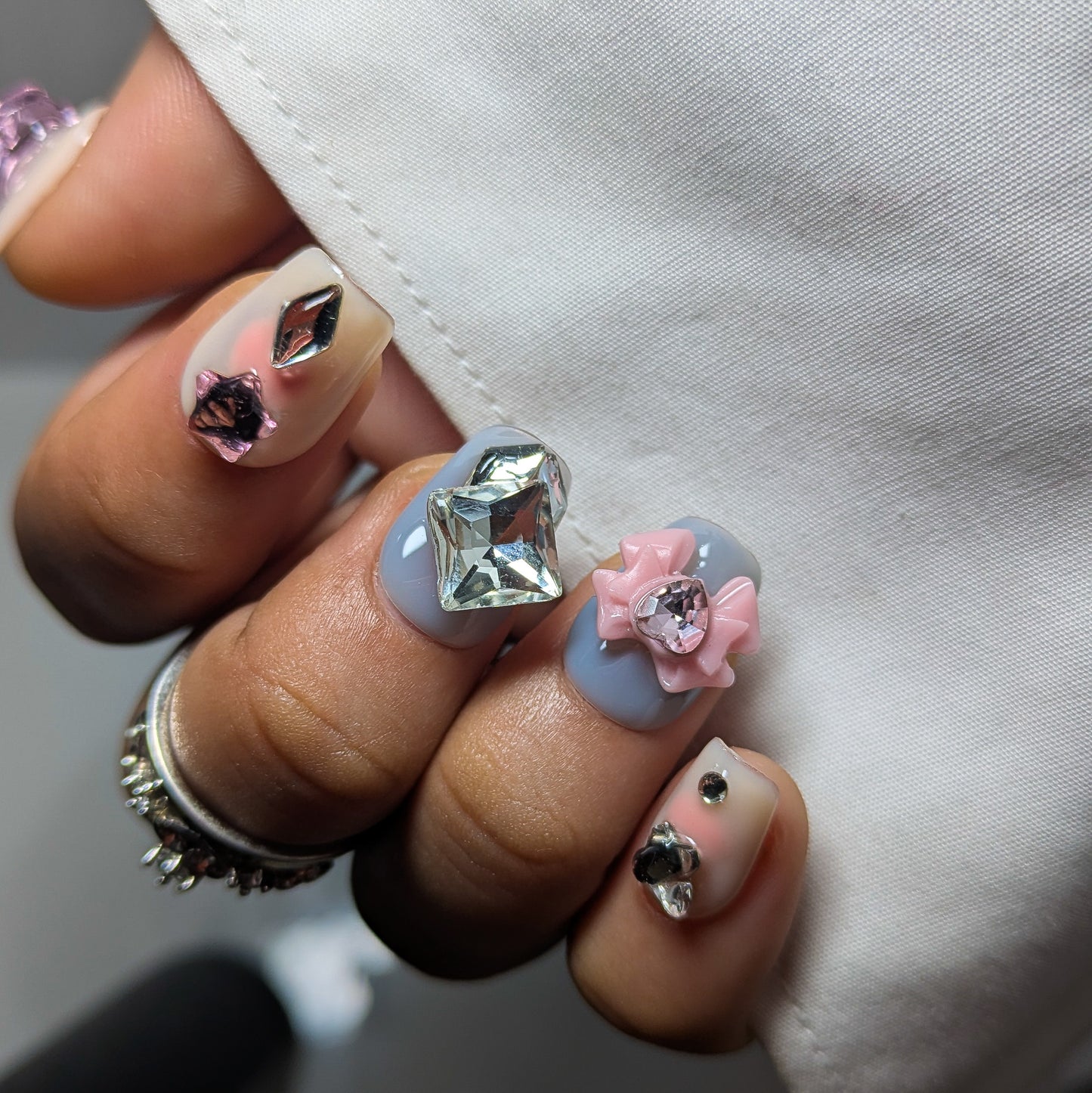Pink Star Moon - Press on Nails