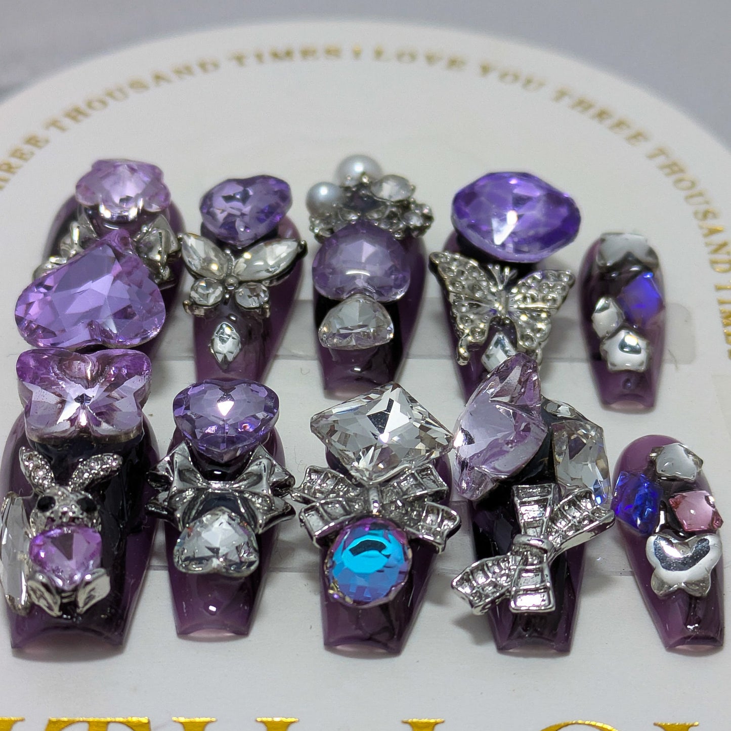 Purple Crystal Party - Press on Nails