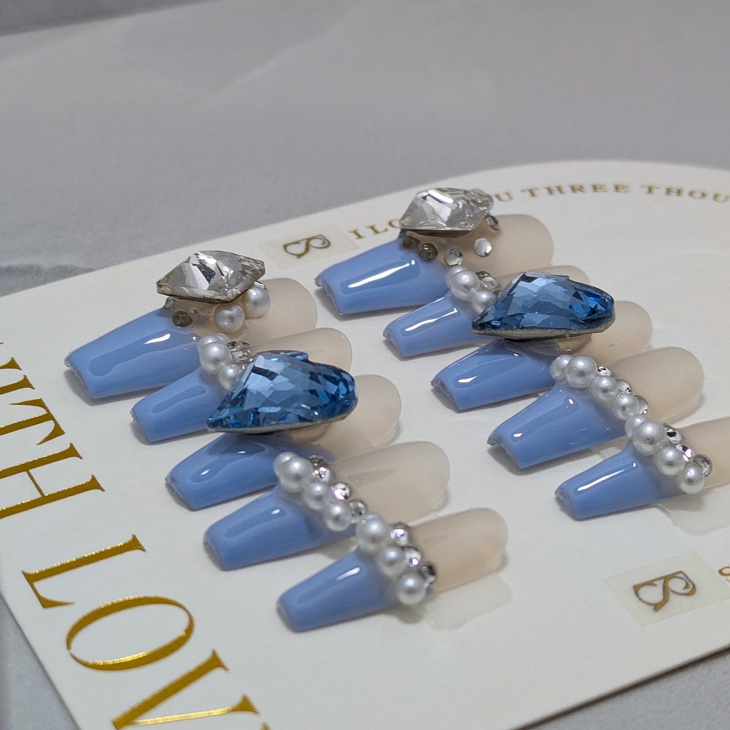 Blue Heart - Press on Nails