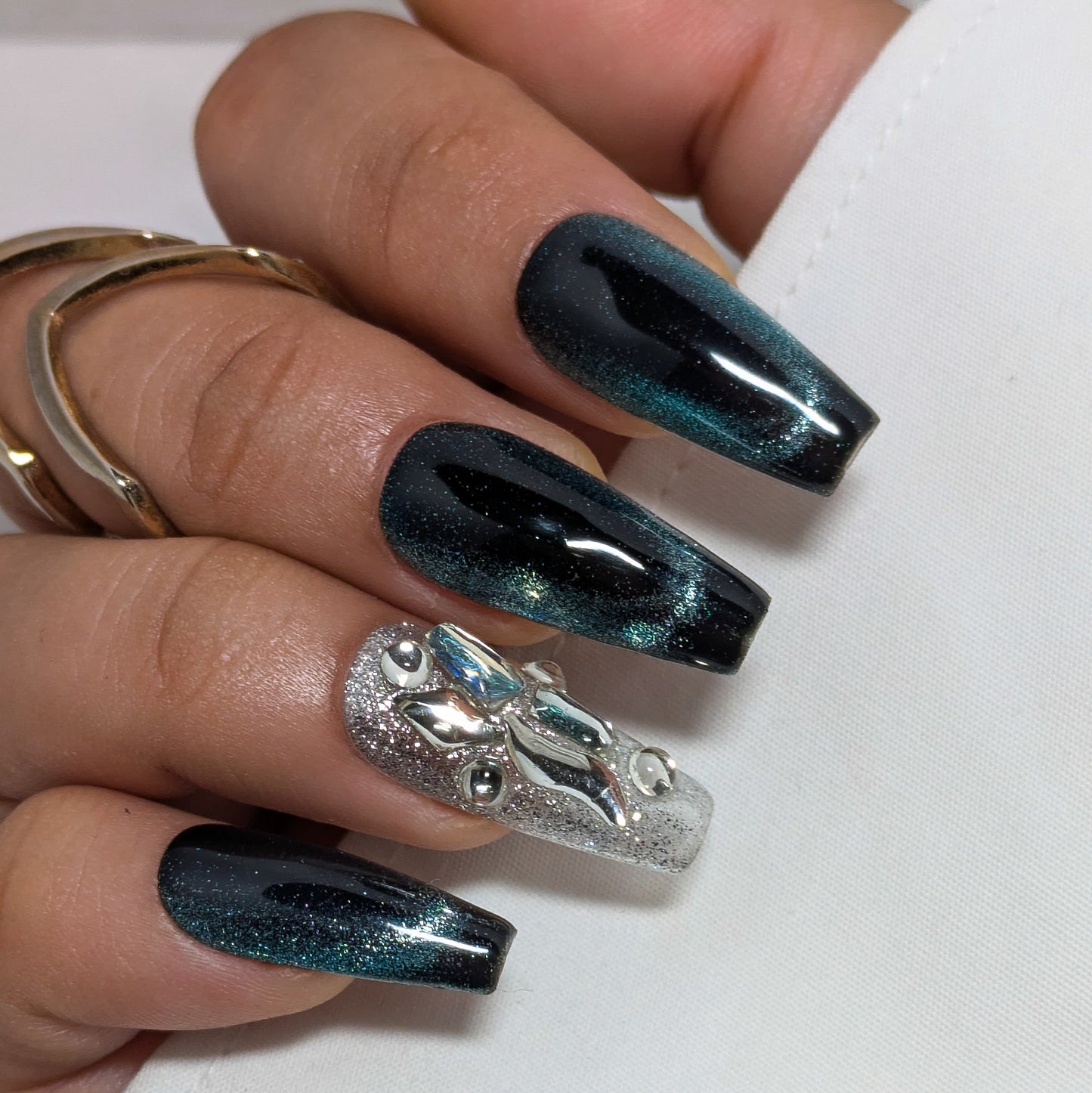 Black Crystal Galaxy- Press on Nails