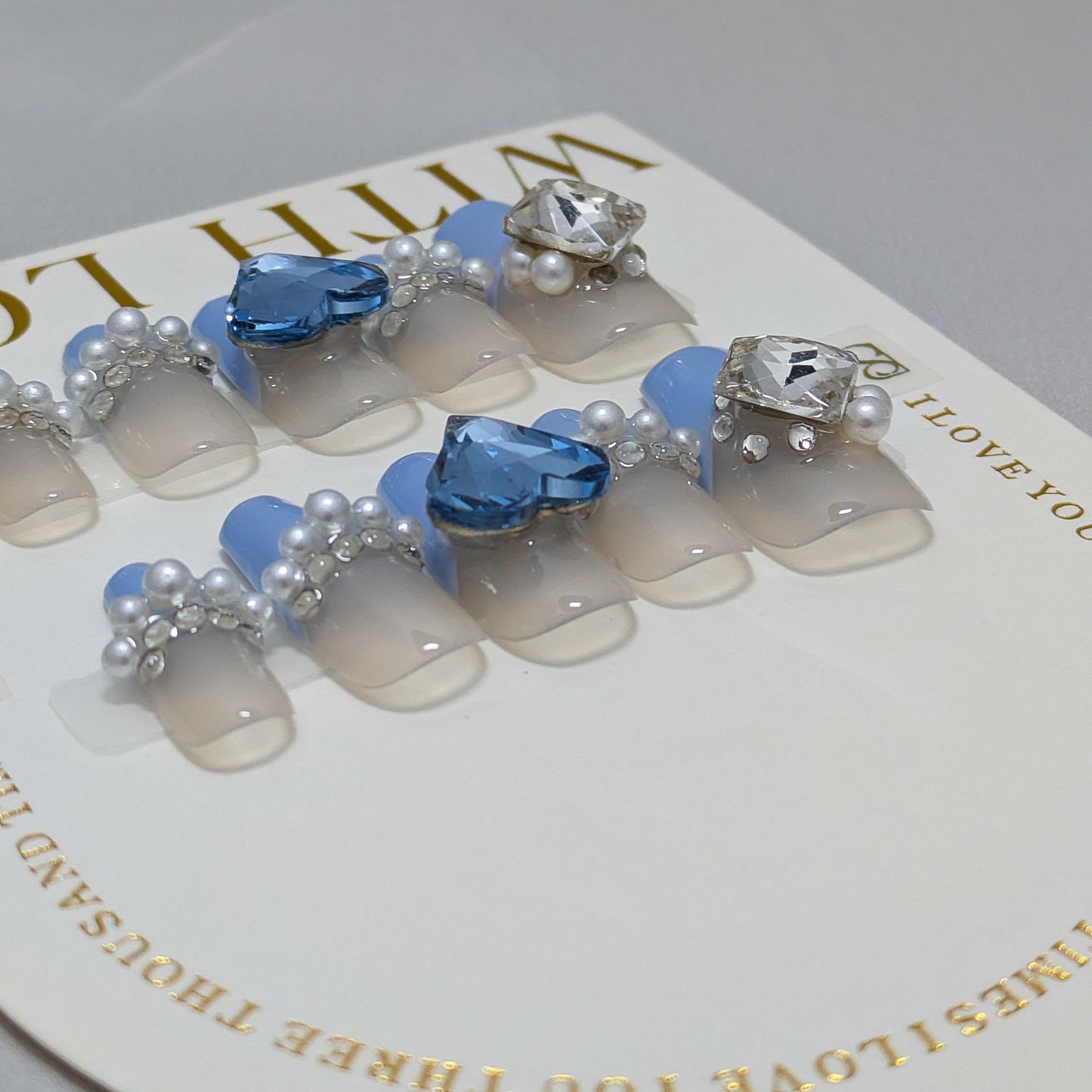 Blue Heart - Press on Nails