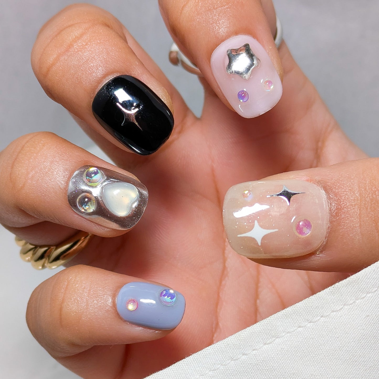 Cotton Candy stars - Press on Nails