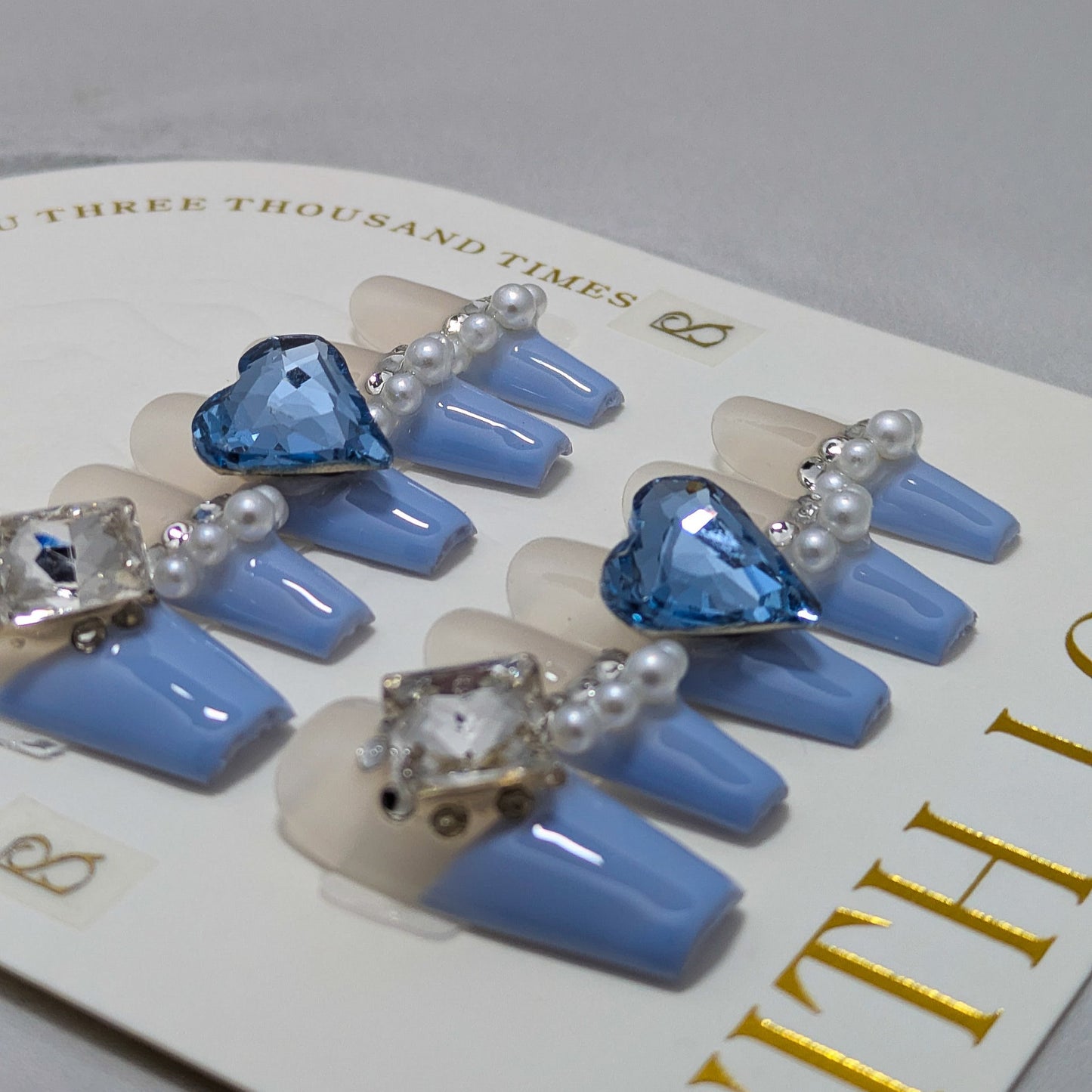 Blue Heart - Press on Nails