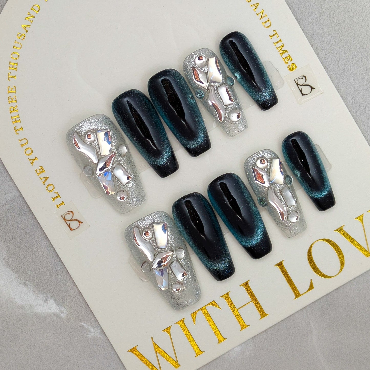 Black Crystal Galaxy- Press on Nails