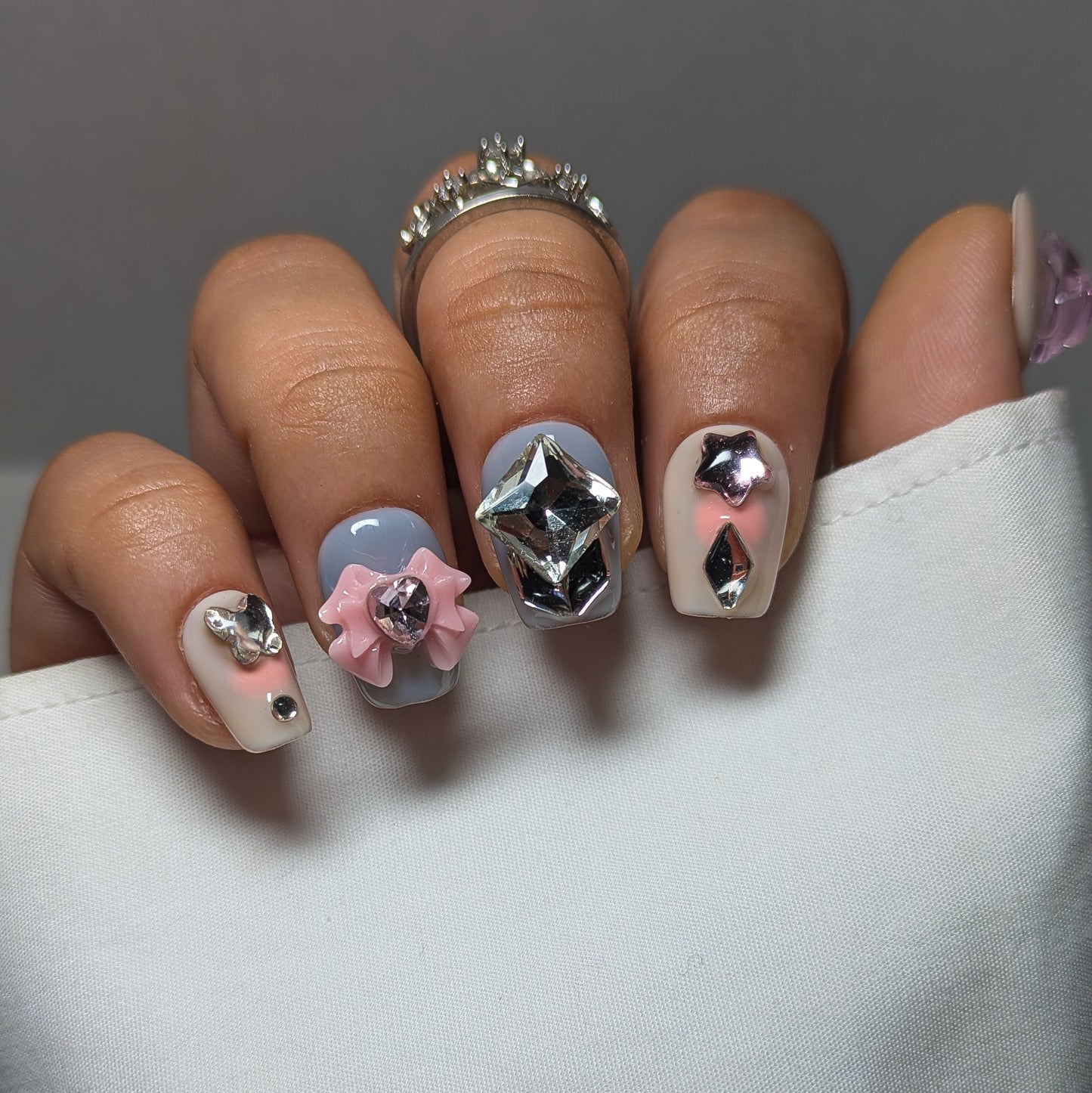 Pink Star Moon - Press on Nails