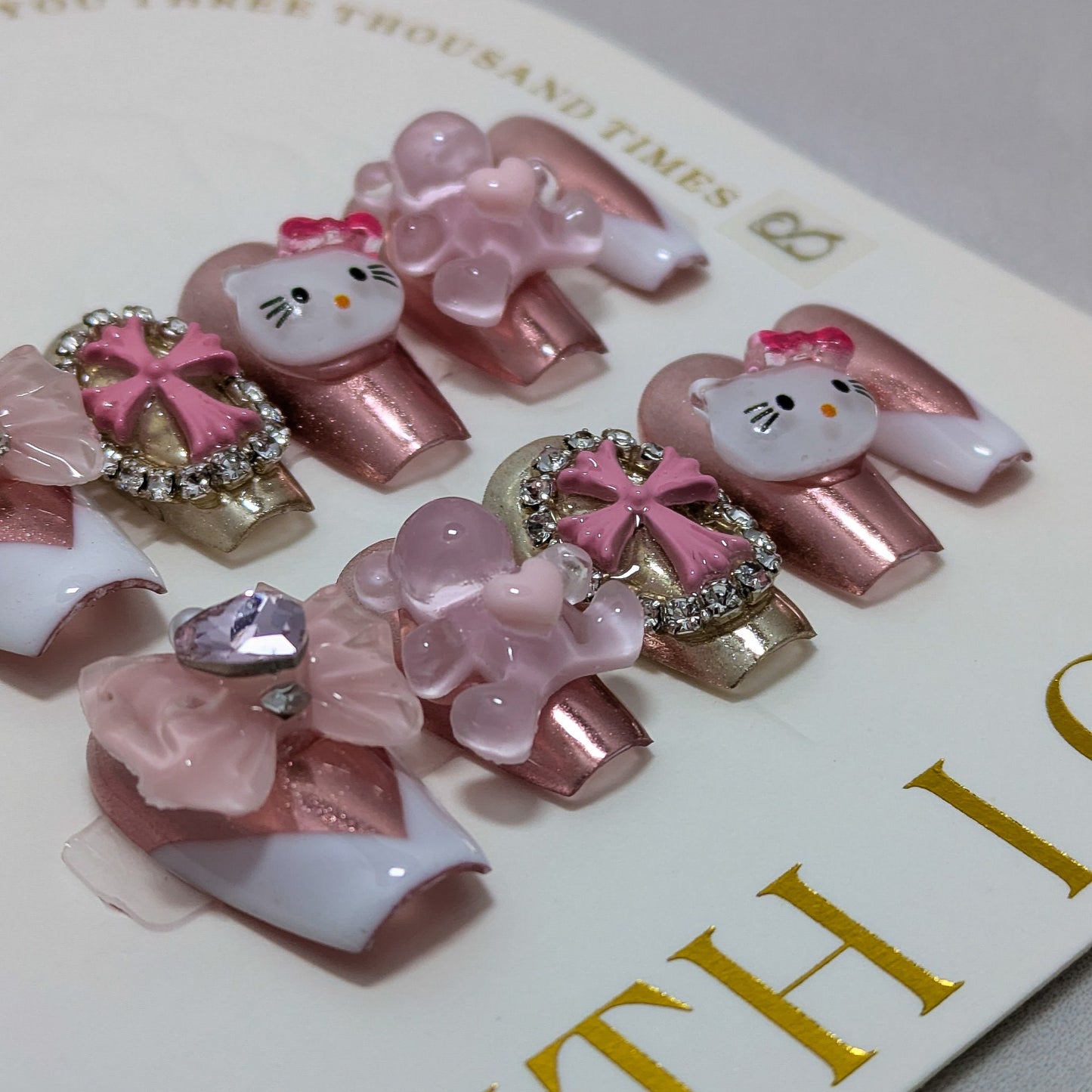 Pink Kitty- Press on Nails
