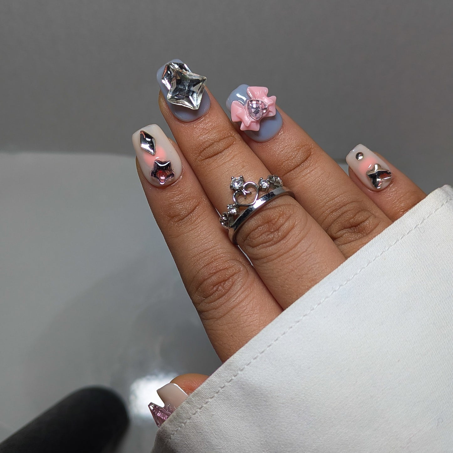 Pink Star Moon - Press on Nails