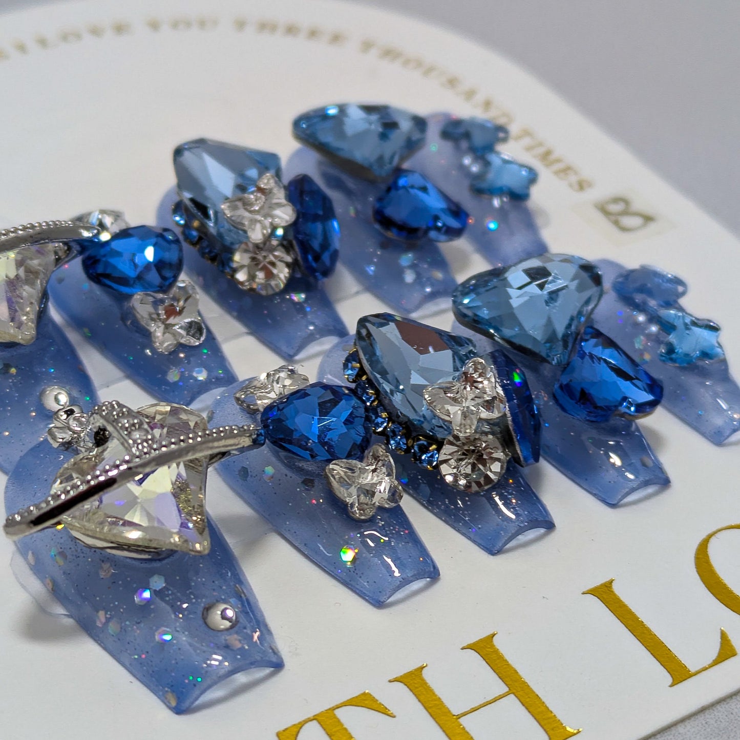 Blue Heart Ring - Press on Nails
