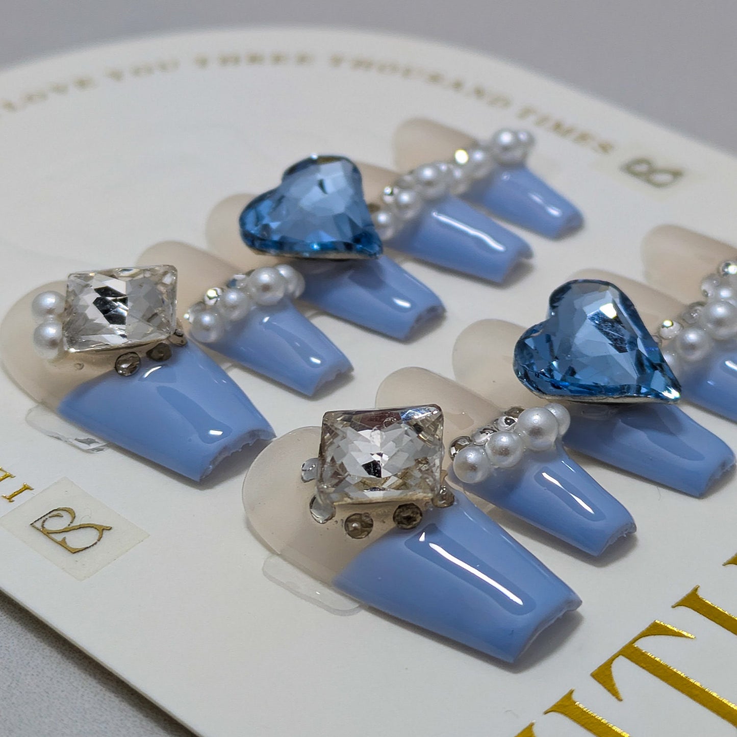 Blue Heart - Press on Nails