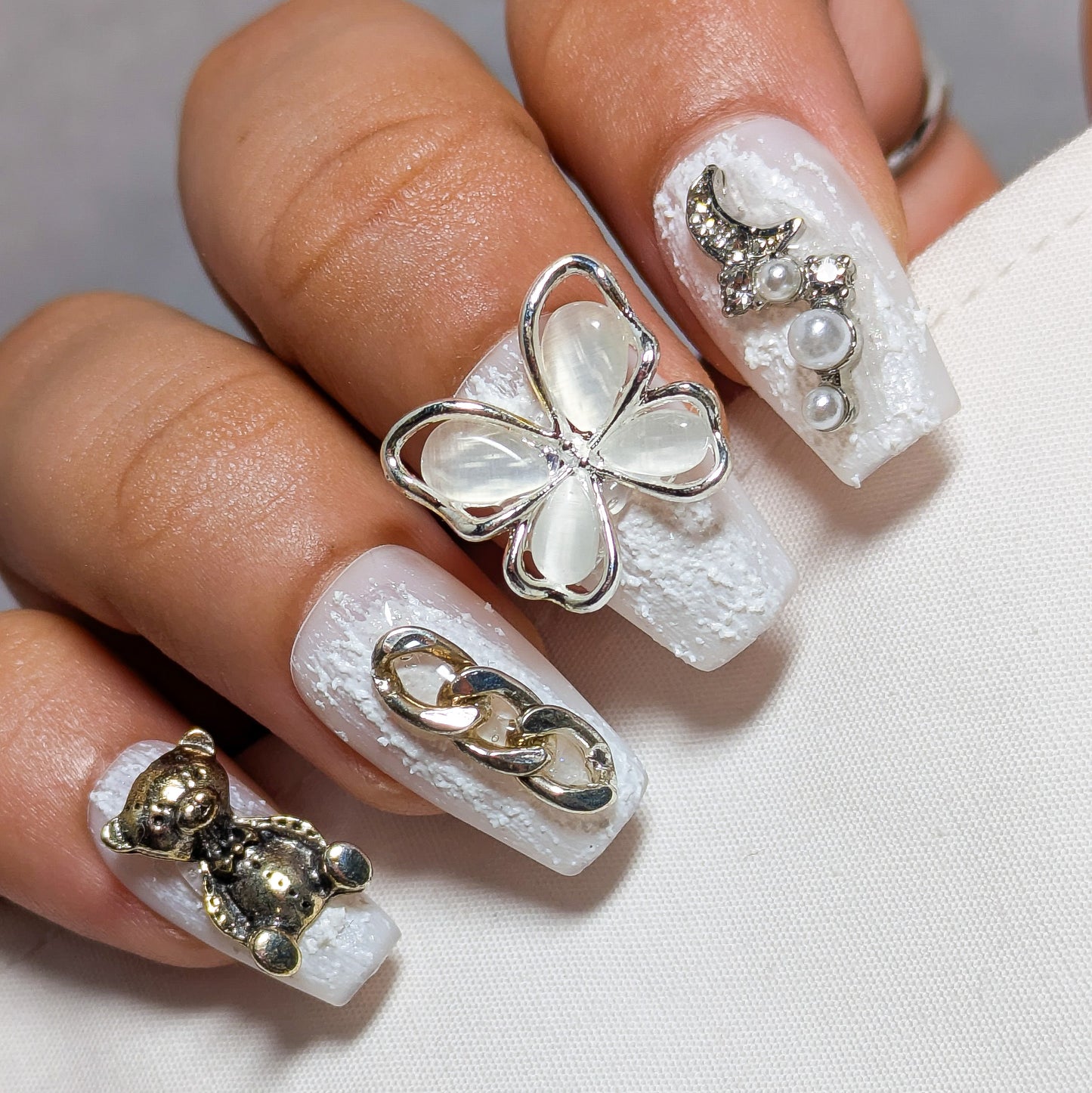 White Moon Butterfly - Press on Nails