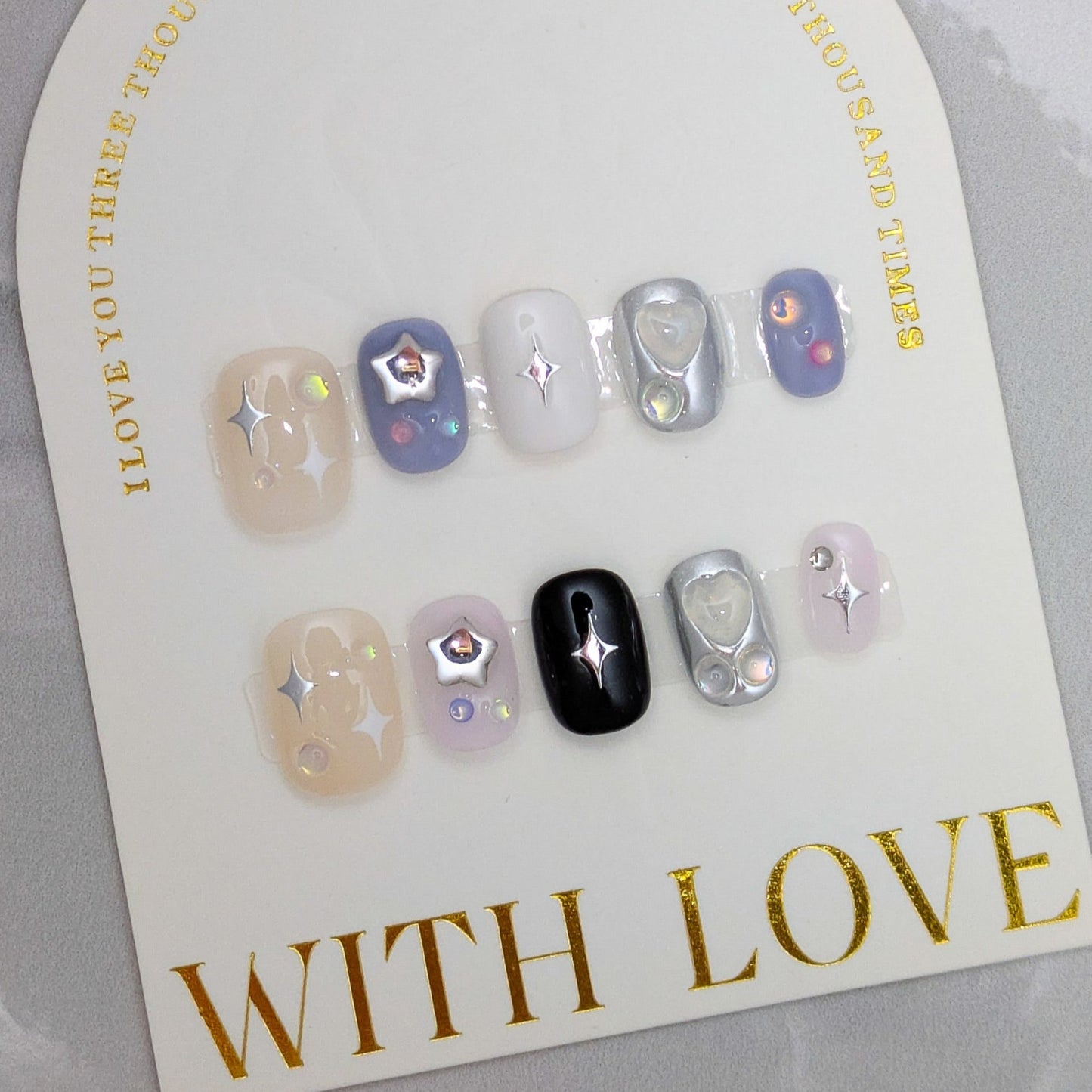 Cotton Candy stars - Press on Nails