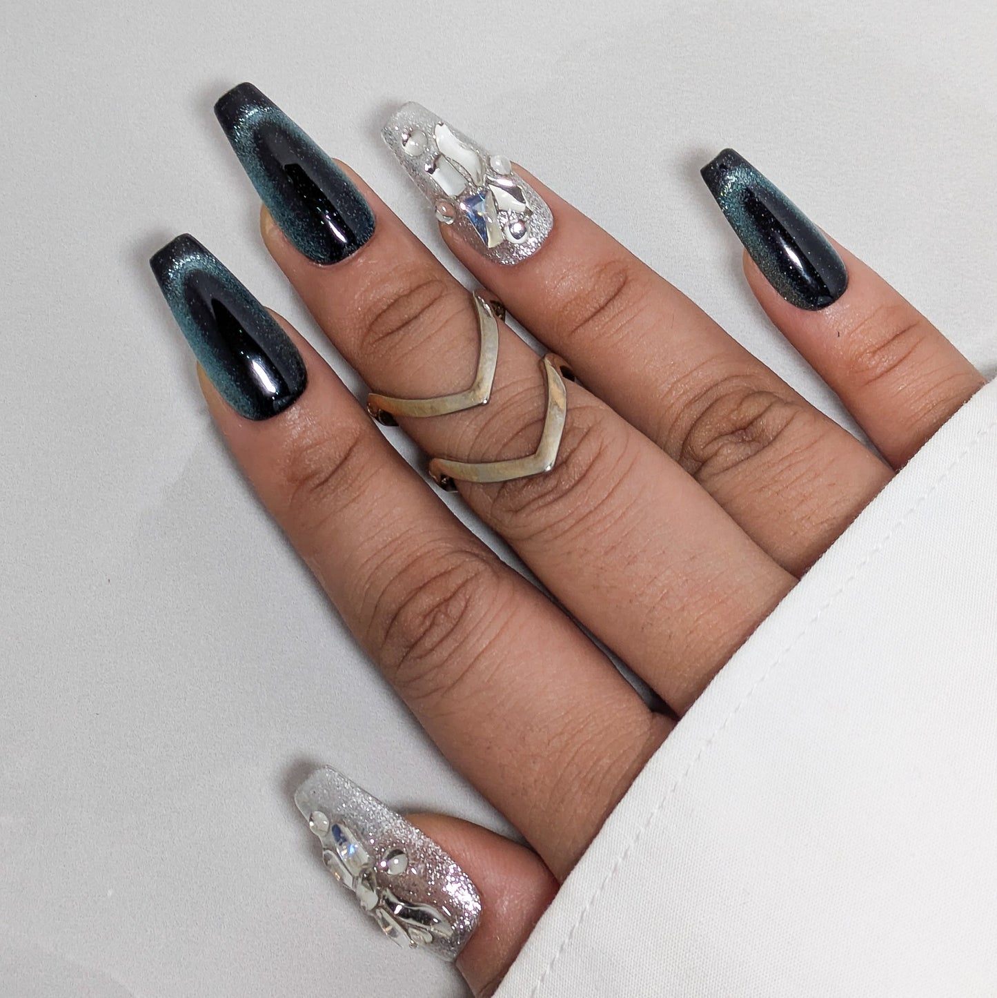Black Crystal Galaxy- Press on Nails