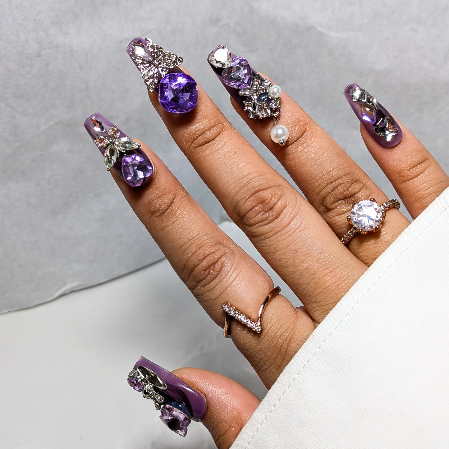 Purple Crystal Party - Press on Nails