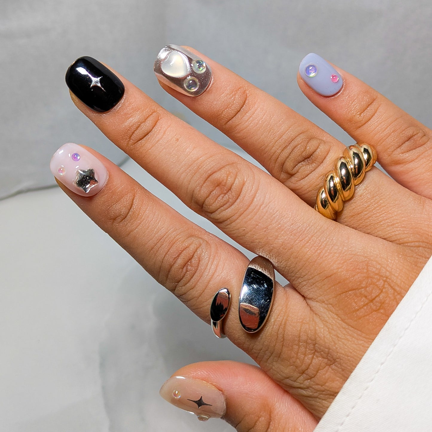 Cotton Candy stars - Press on Nails