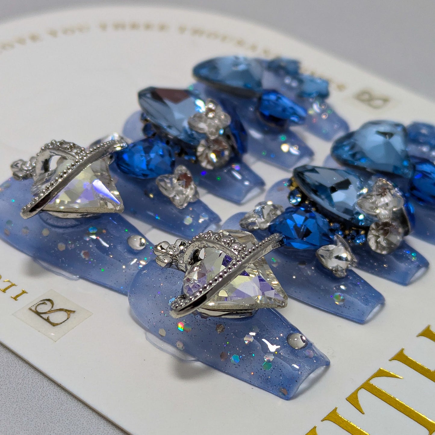 Blue Heart Ring - Press on Nails