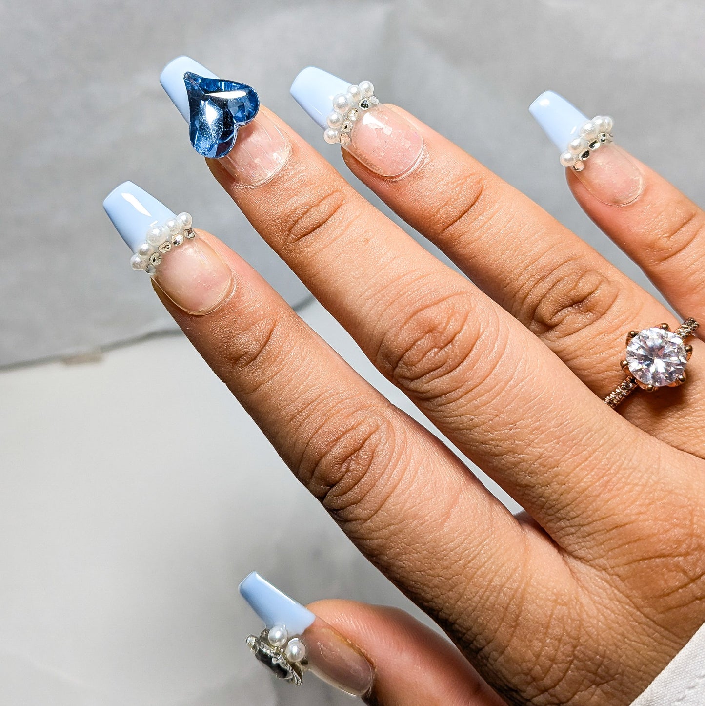 Blue Heart - Press on Nails