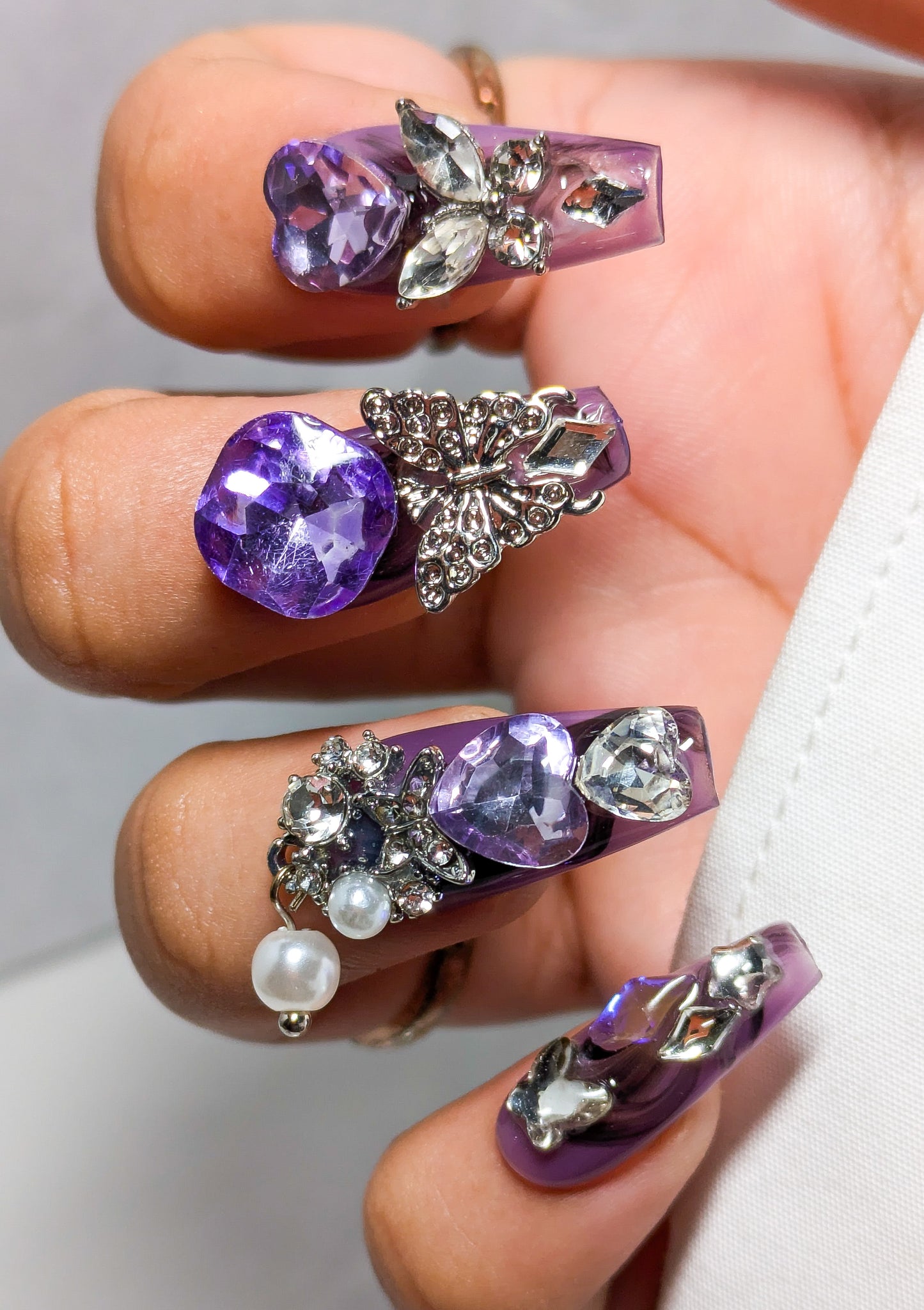 Purple Crystal Party - Press on Nails