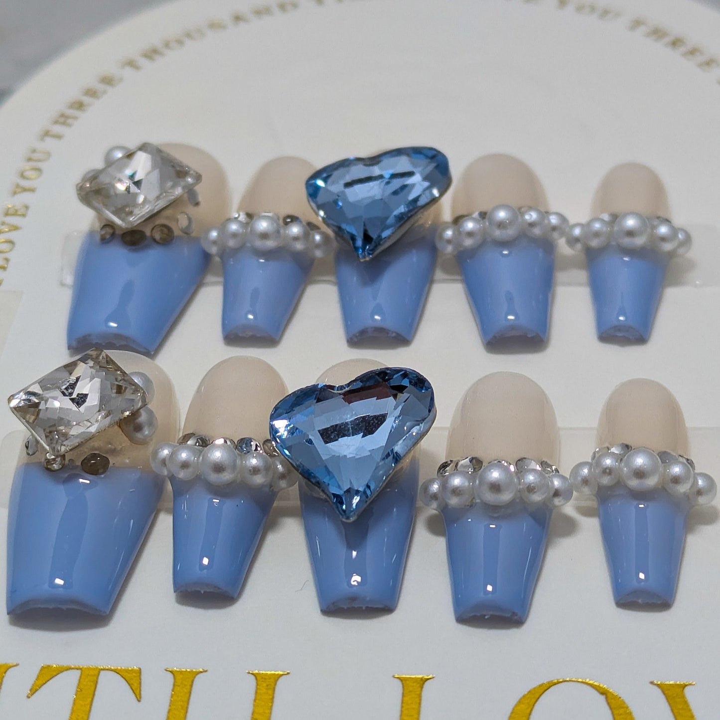 Blue Heart - Press on Nails