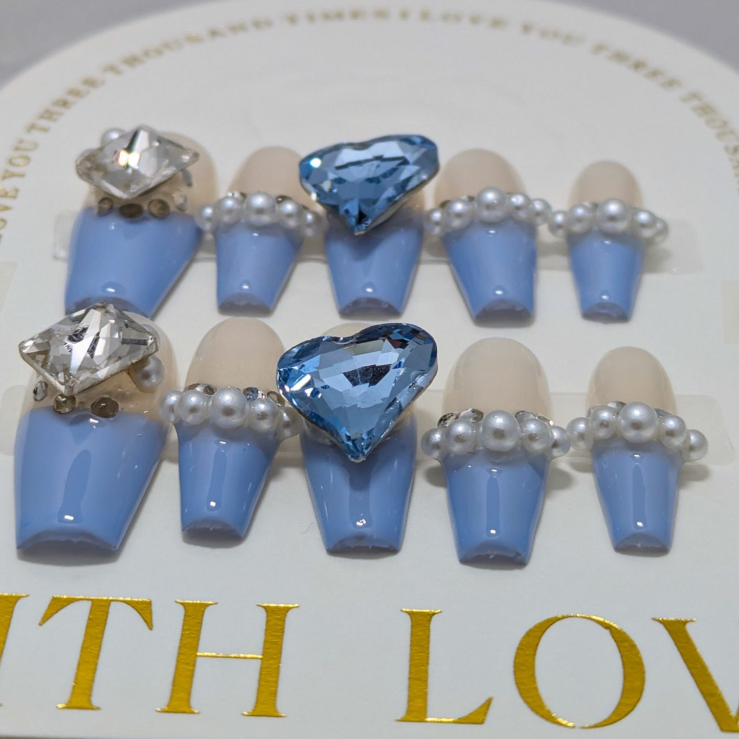 Blue Heart - Press on Nails