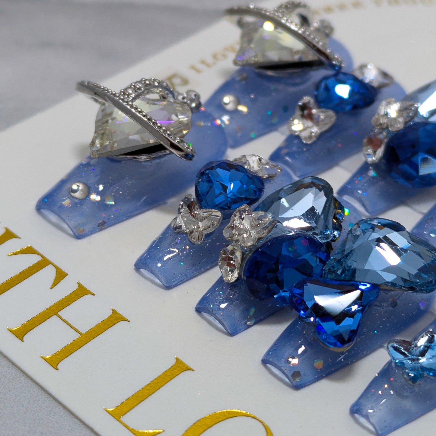 Blue Heart Ring - Press on Nails
