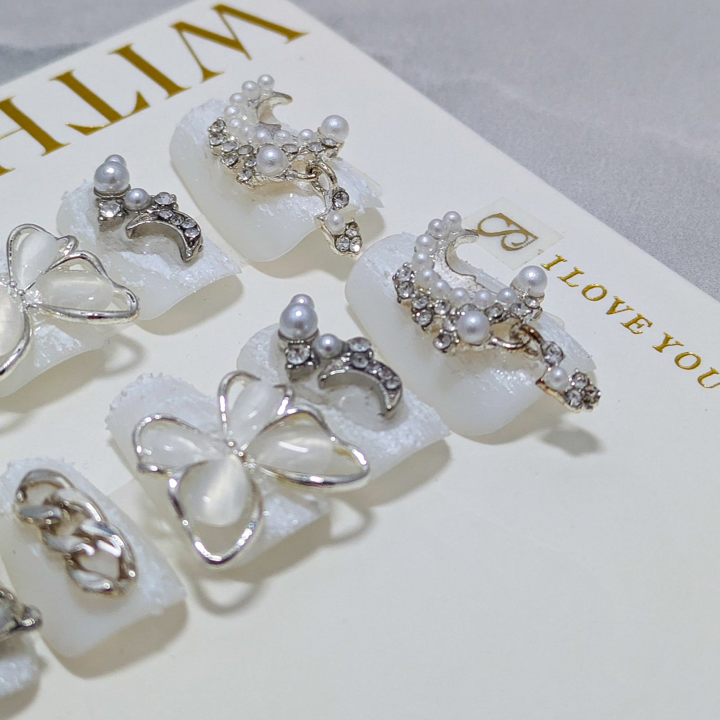 White Moon Butterfly - Press on Nails