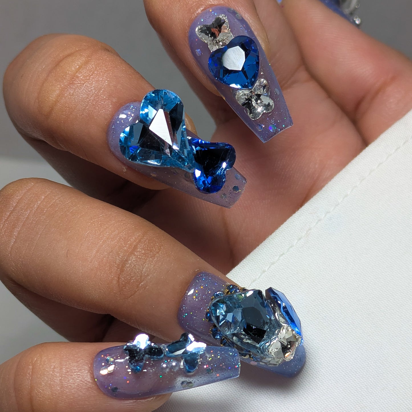 Blue Heart Ring - Press on Nails
