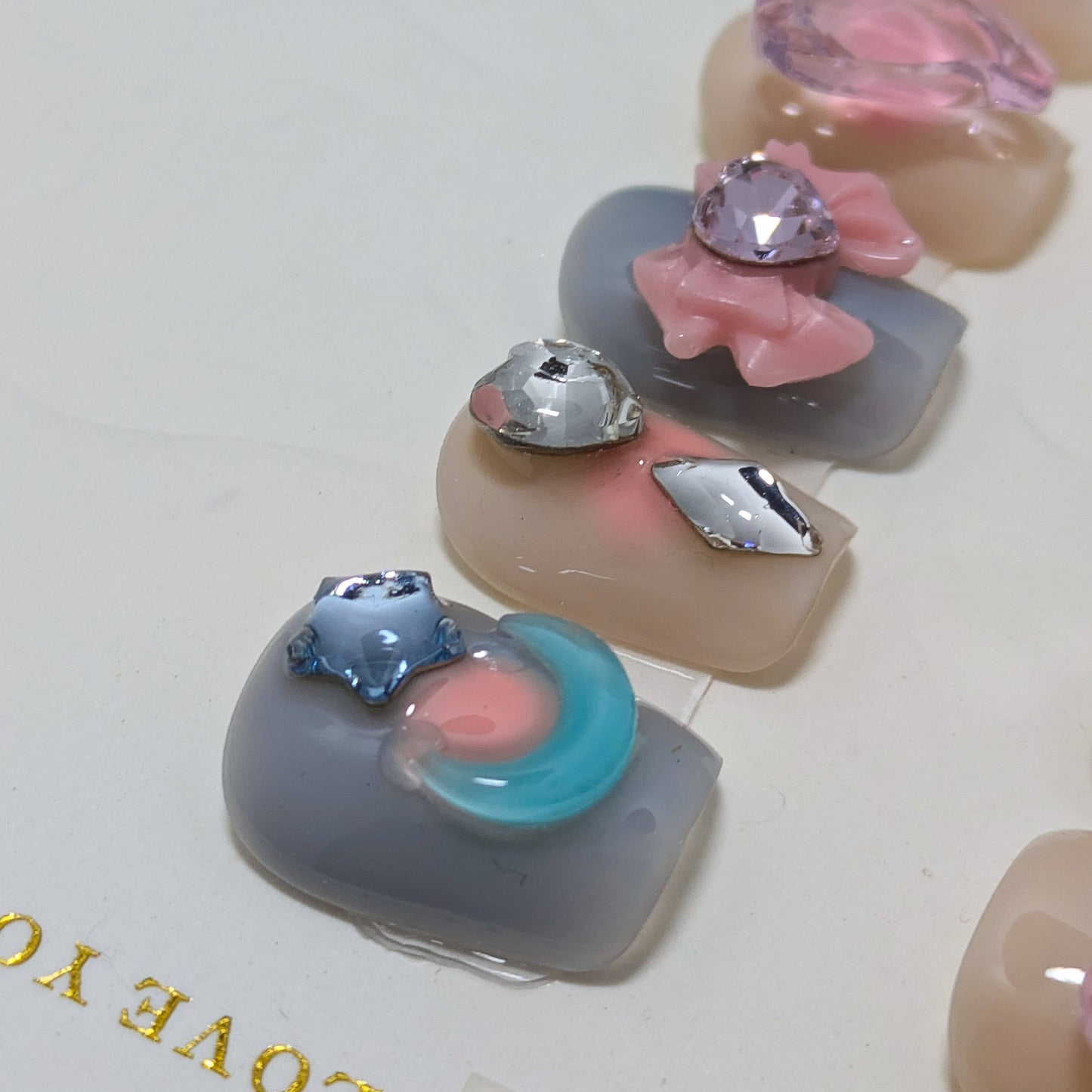Pink Star Moon - Press on Nails