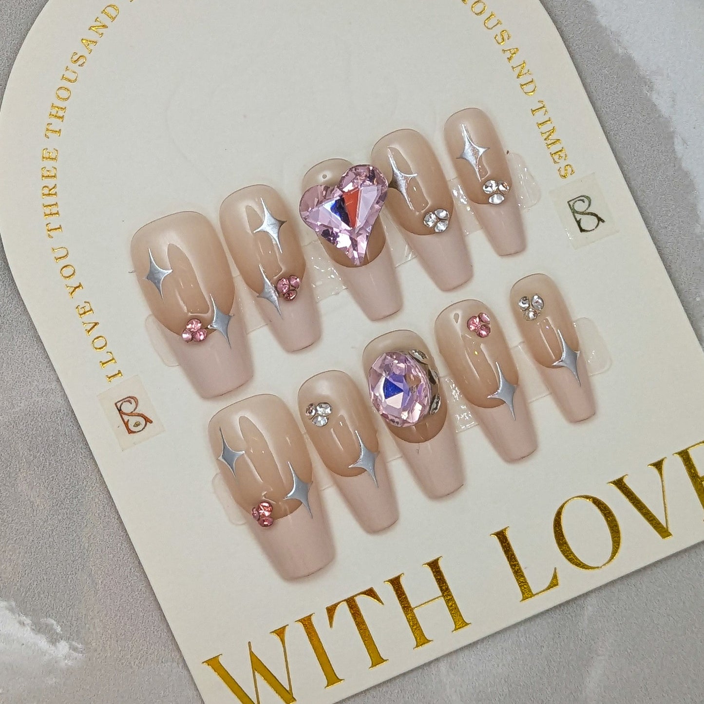 Pink Heart- Press on Nails