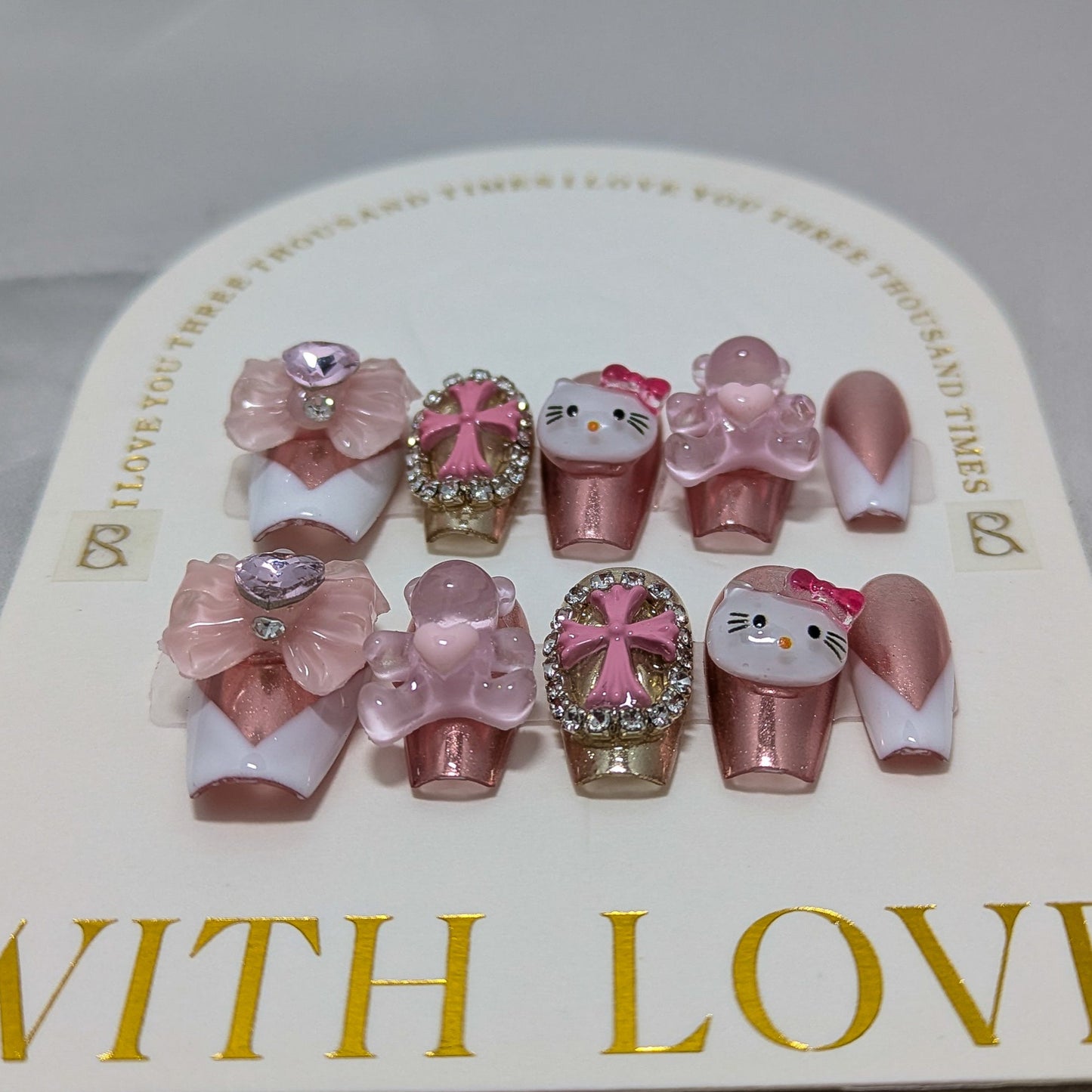 Pink Kitty- Press on Nails