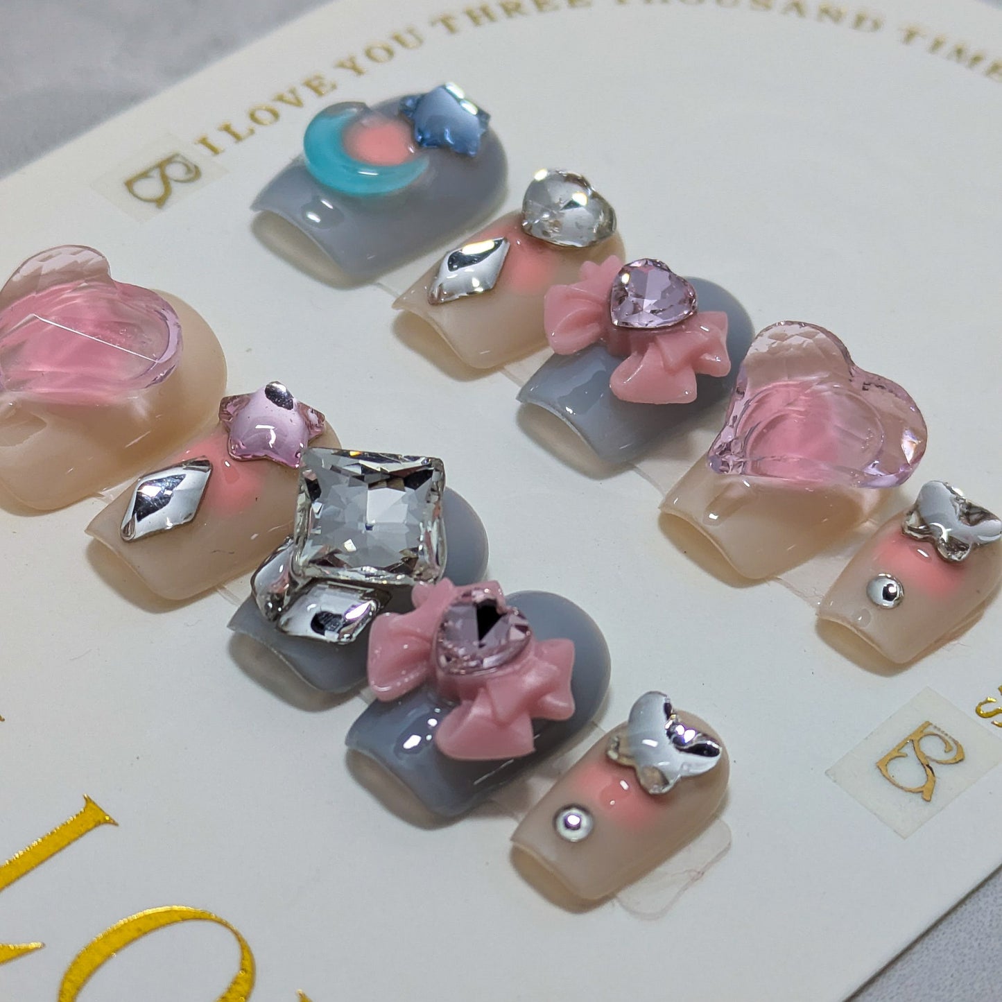 Pink Star Moon - Press on Nails
