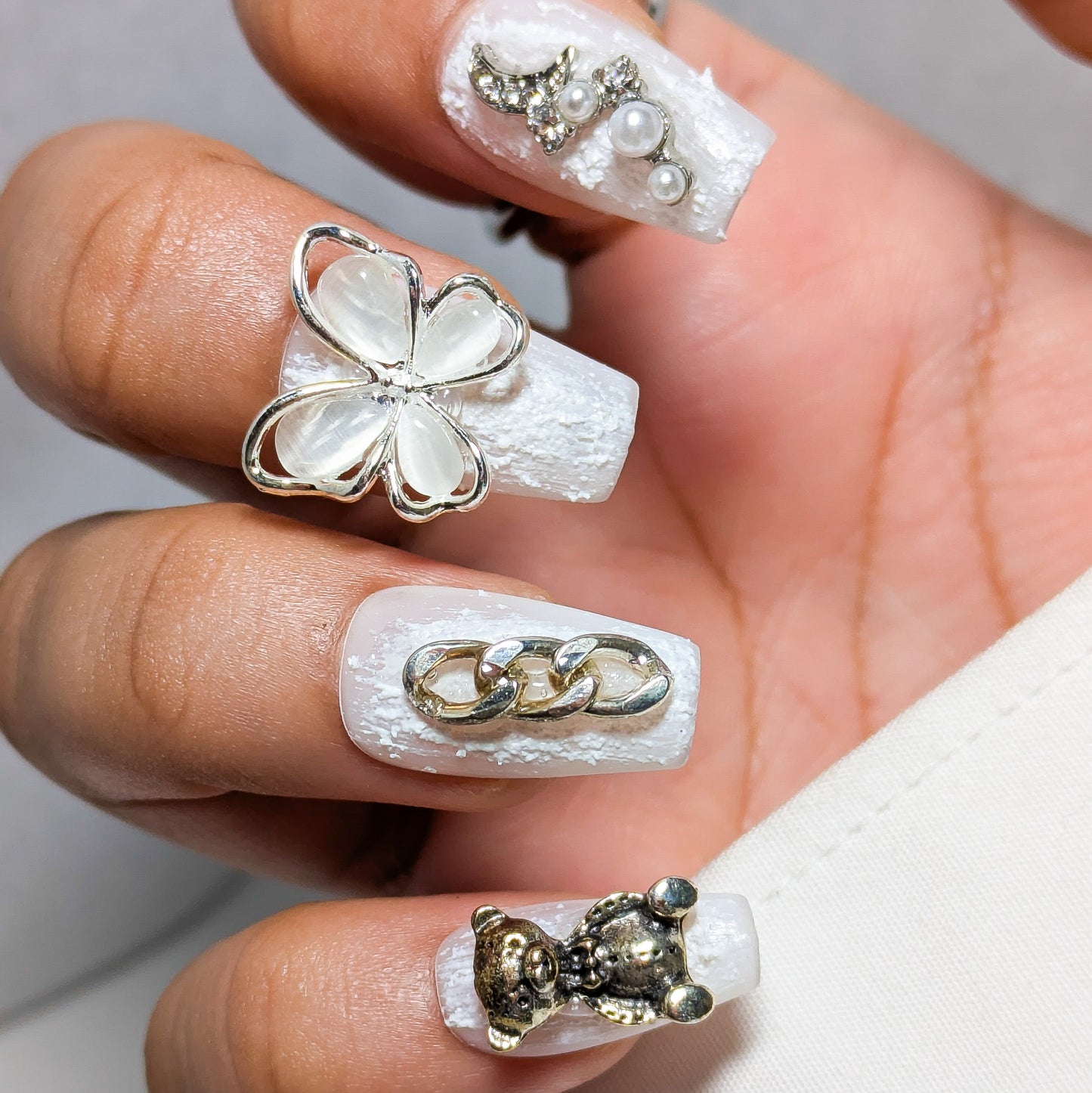 White Moon Butterfly - Press on Nails