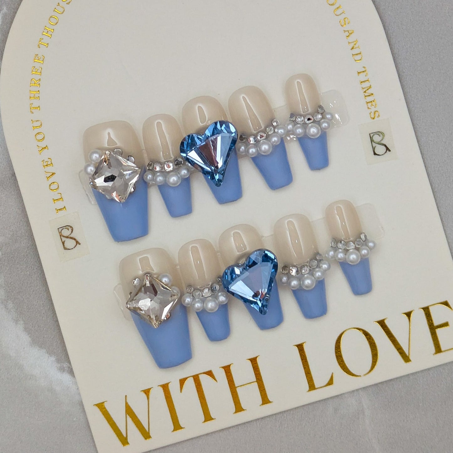 Blue Heart - Press on Nails