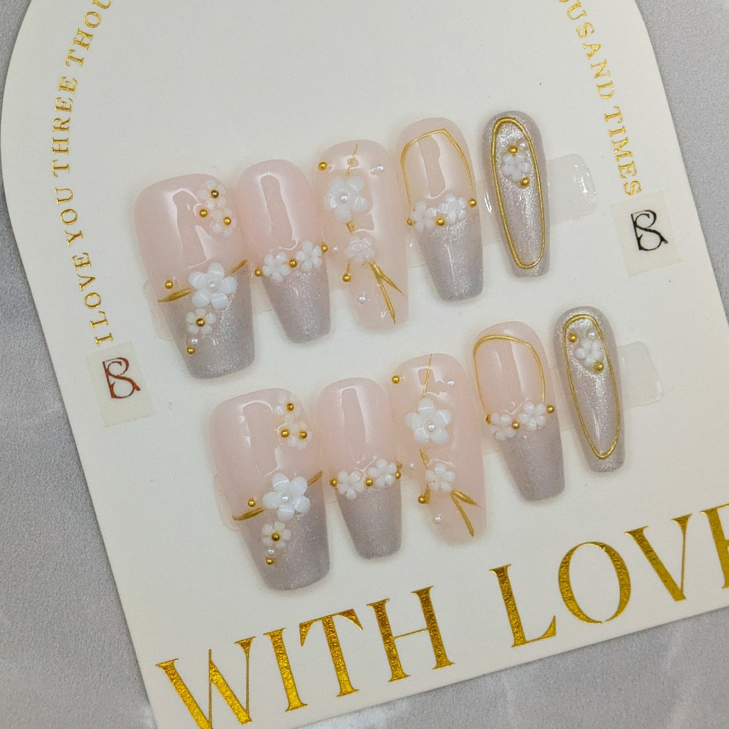 Silver valley flower - Press on Nails