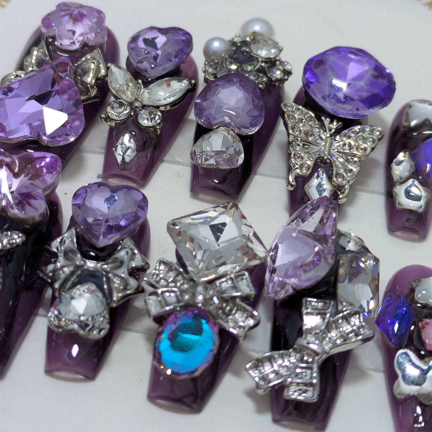 Purple Crystal Party - Press on Nails