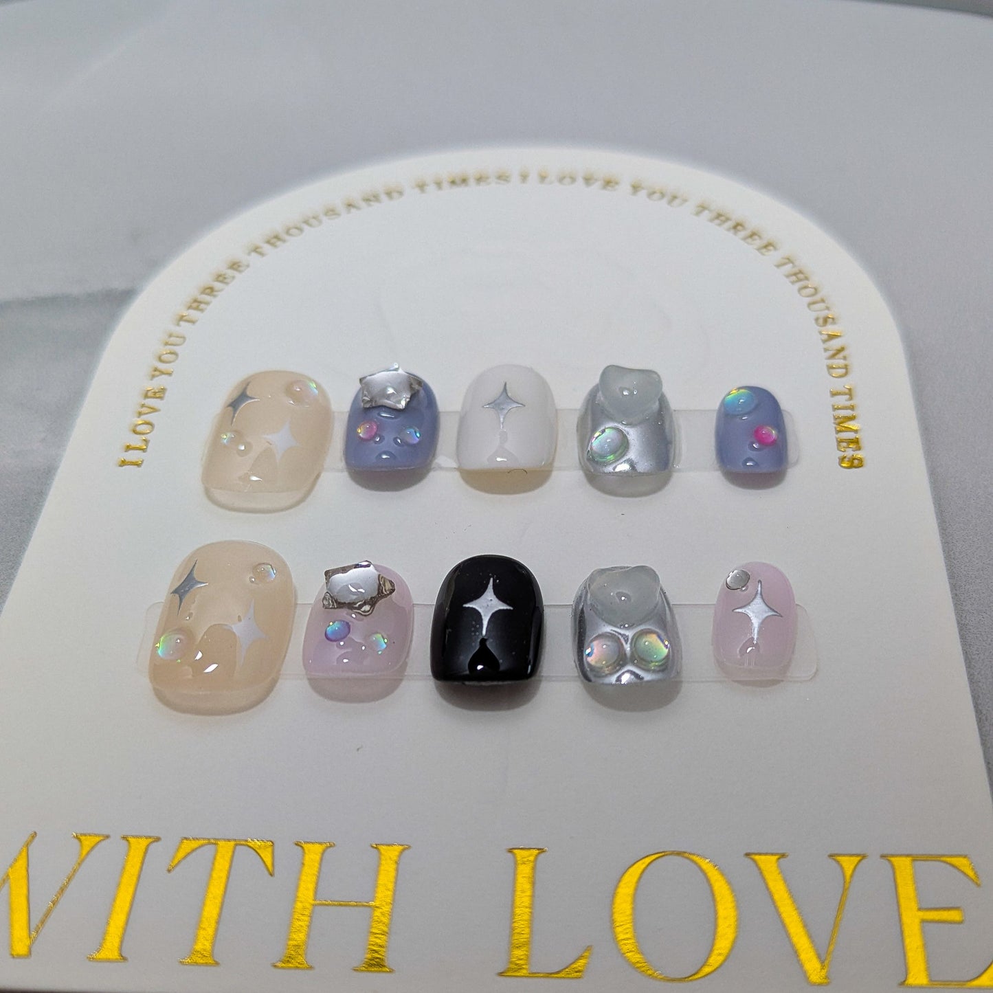 Cotton Candy stars - Press on Nails