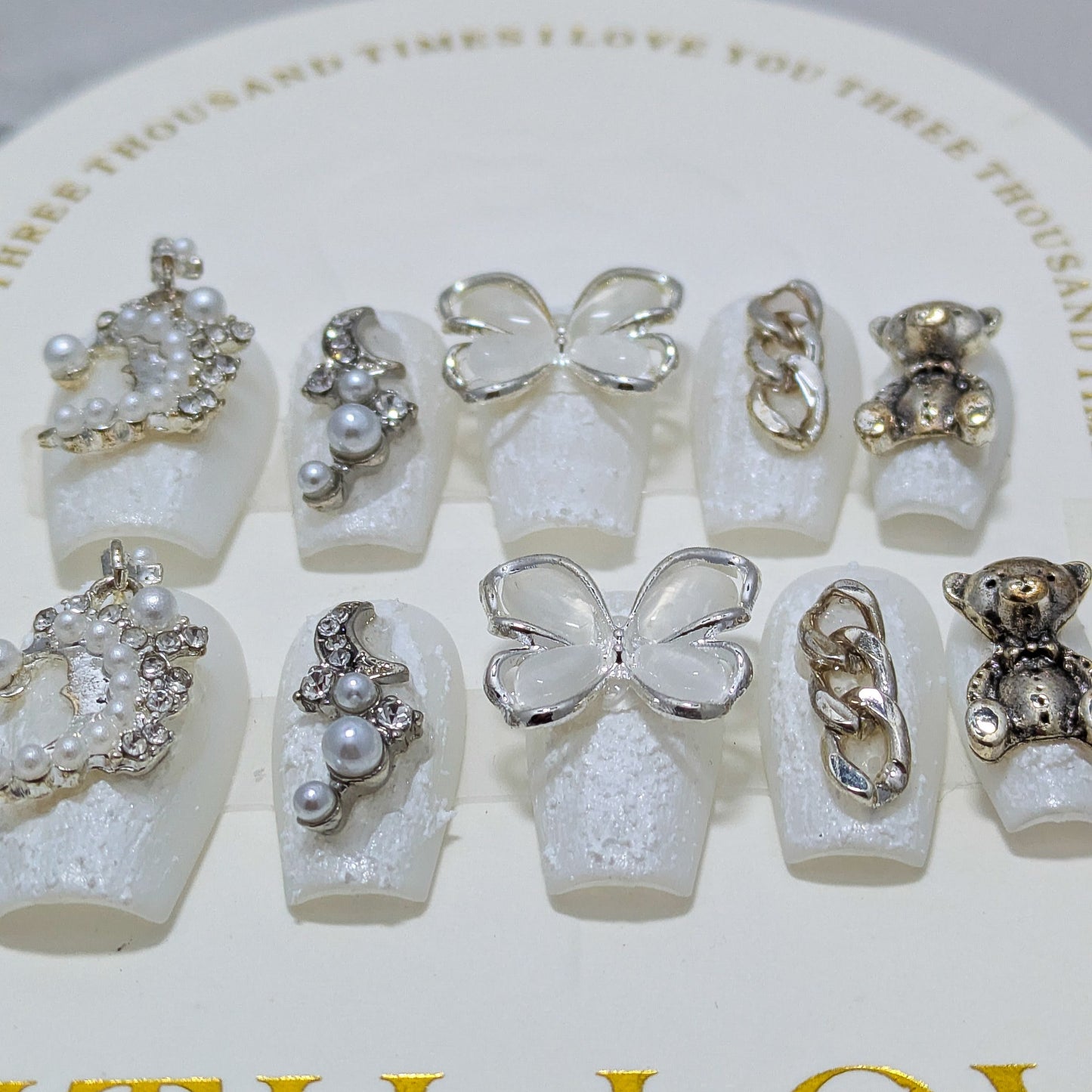 White Moon Butterfly - Press on Nails