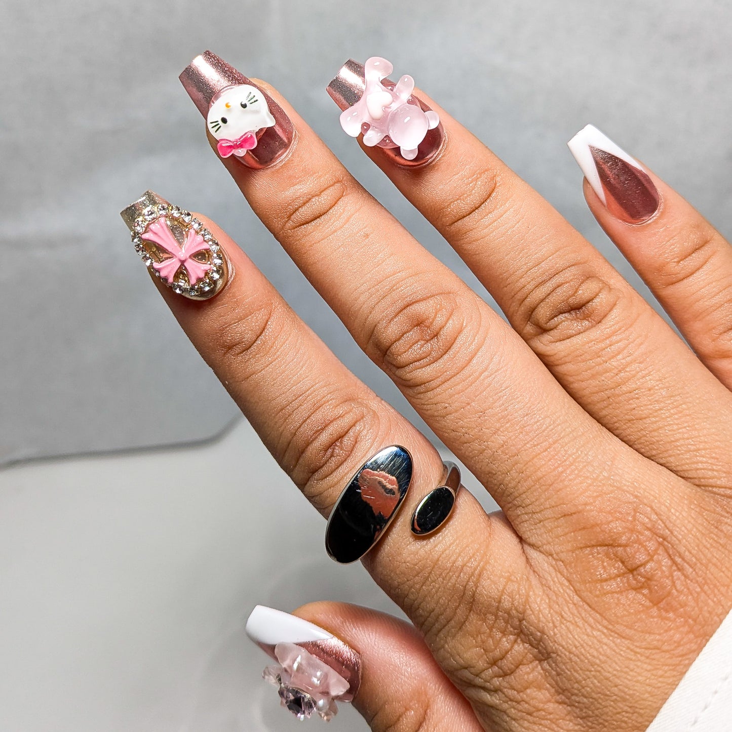 Pink Kitty- Press on Nails