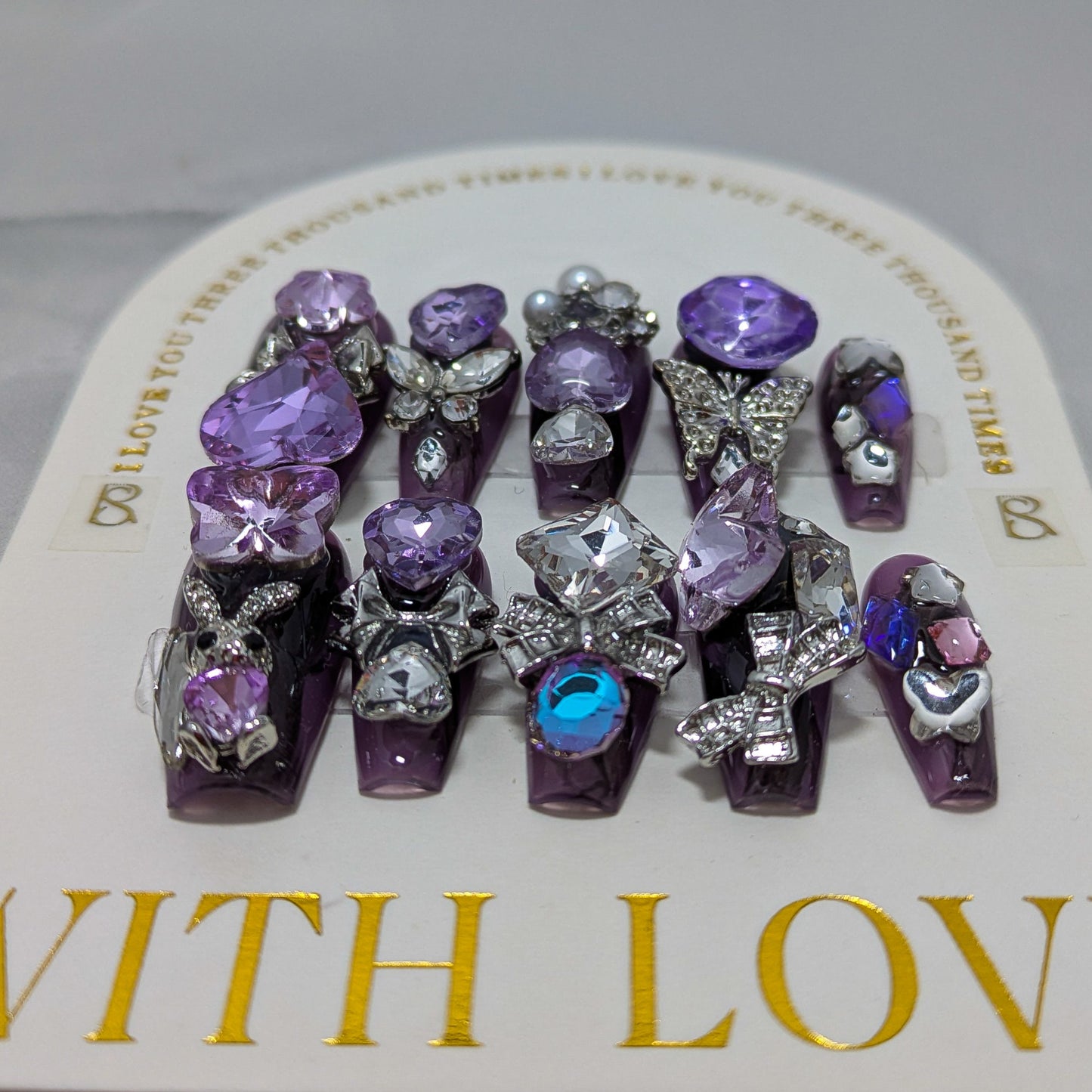 Purple Crystal Party - Press on Nails