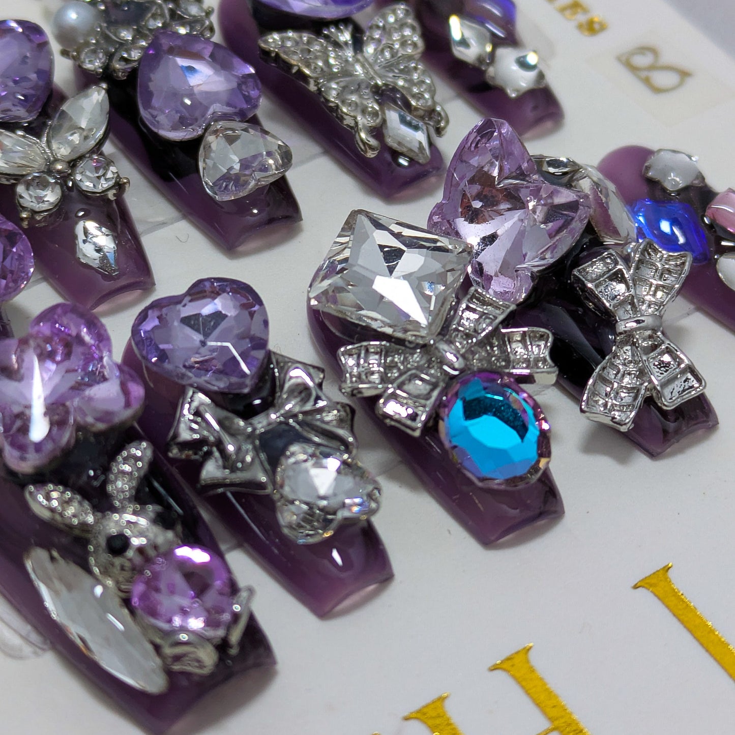 Purple Crystal Party - Press on Nails