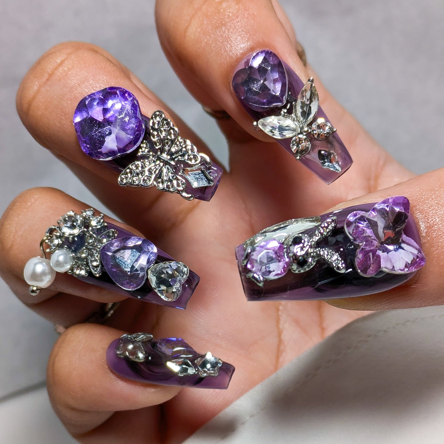Purple Crystal Party - Press on Nails